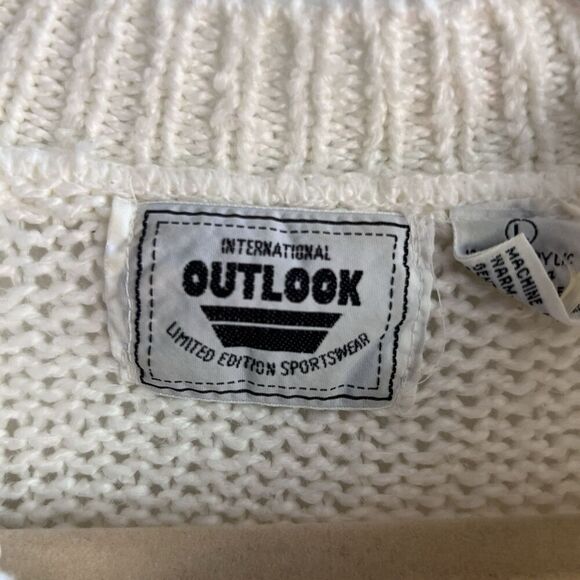 Vintage Ivory Henley Sweater Button International Outlook Large Preppy Minimal* - Picture 9 of 11